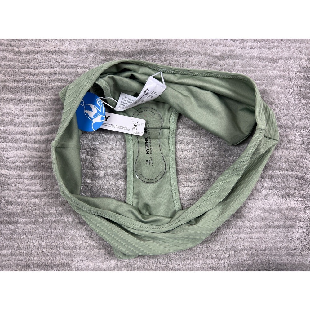 CUPSHE Bikini Bottom Womens L Sage Green Textured High Waisted Swimwear NEW - Picture 5 of 8